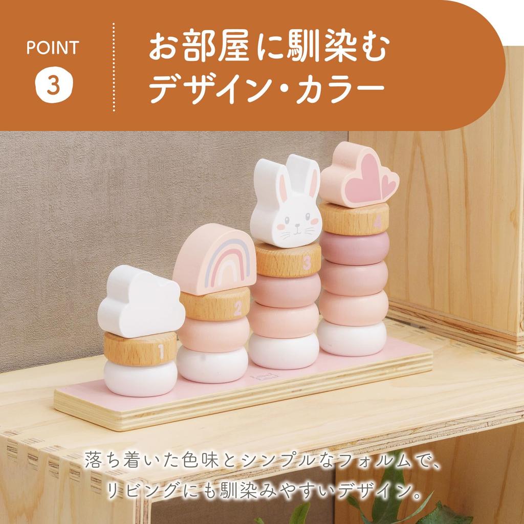 LabelLabel Little Stacking Wooden Stacking Toy, Educational Toy, Number and Color, Baby Toy for 1-2 Year Olds, Birthday Gift for Boys and Girls (Blue)