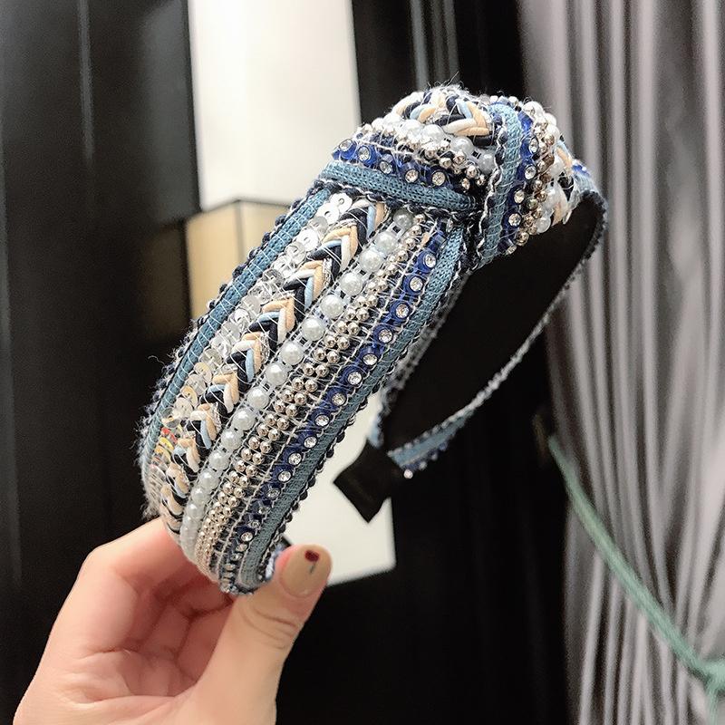 New Knotted Headbands for Women Headdress Girls Vintage Hair Bands Cloth Wide Hairband Soft Hair Hoop Hair Accessories Headwear