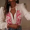 European and American Women's Clothing 1116 Autumn and Winter New Street Style Fashion Long-sleeved Printed Splicing Shirt Top