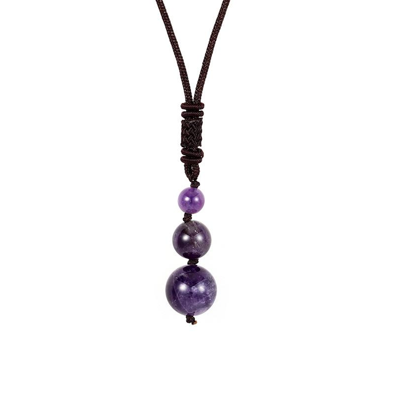 Necklace 16MM natural amethyst pendant necklace red tiger's eye stone obsidian necklace men's and women's jewelry