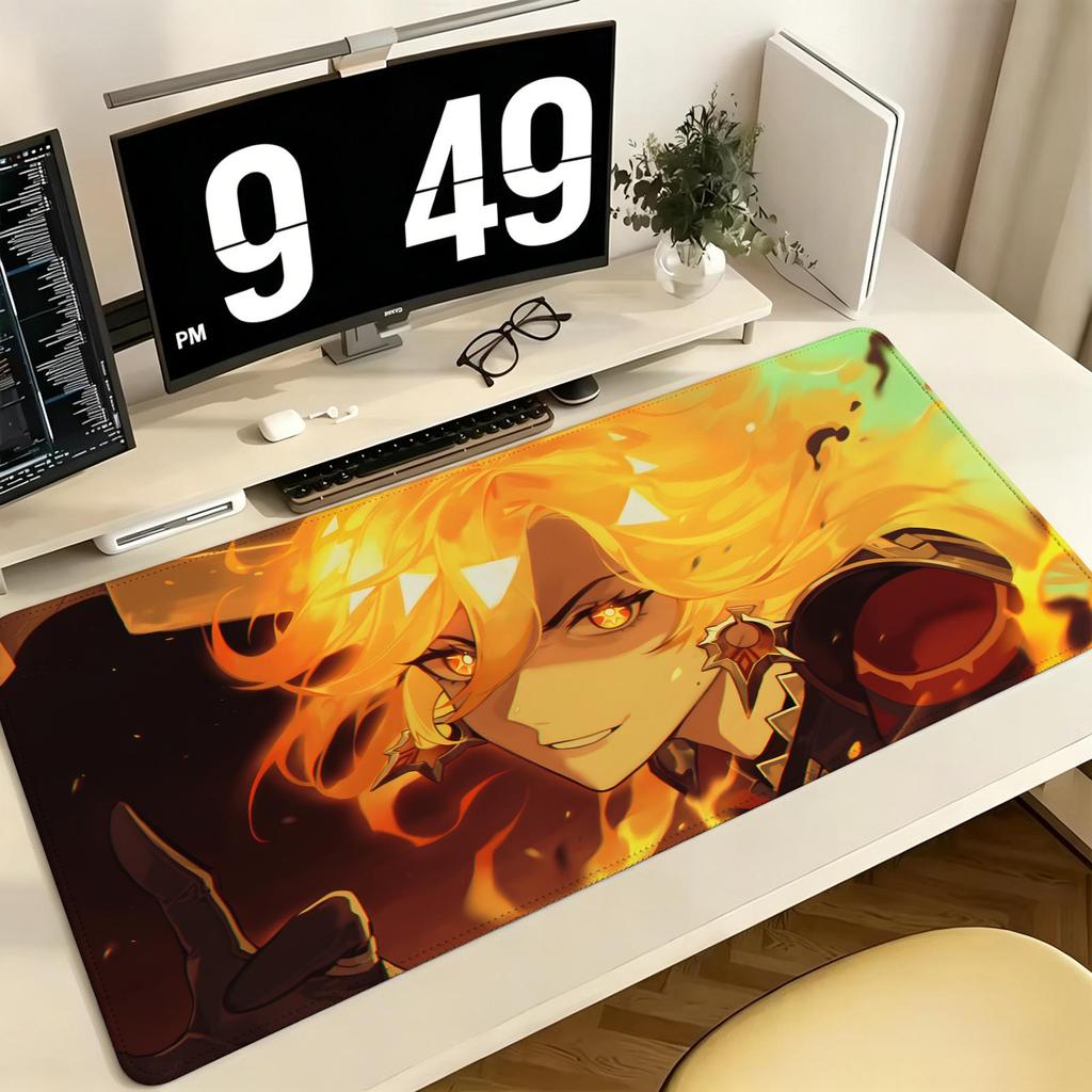 Genshin Impact Mavuika Pro ESports Xxl Gaming Mousepad Extra Large NonSlip Stitched Edge Keyboard Laptop Desk Mat For Pc Gamer