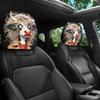 Whimsical Anthropomorphic Cow Print Car Headrest Covers, Car Interior Decoration, Easy To Install and Remove, Machine Was