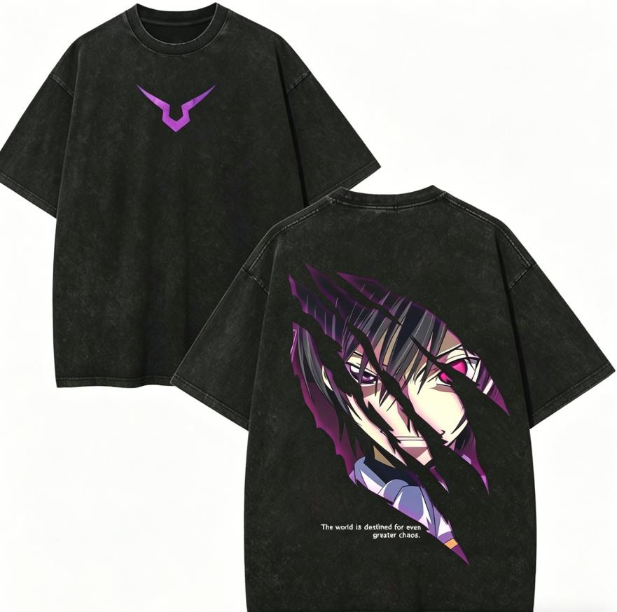 Code Geass Anime Lover Washed T-shirt Year round clothing high quality personality Clothes Plus Size Unisex New Model Couples tee