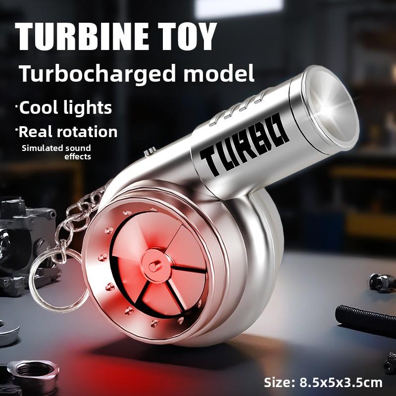 Llavero Portátil de Simulación de Turbina Turbo con Luz LED y Sonido Simulado Juguete Fidget Colgante para Aliviar el Estrés Regalo para Entusiastas de Coches