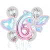 Colorful Transparent Butterfly Balloon Color Sequins Latex Set One Year Old 40 Inch Starry Sky Digital Birthday Party Arrangement