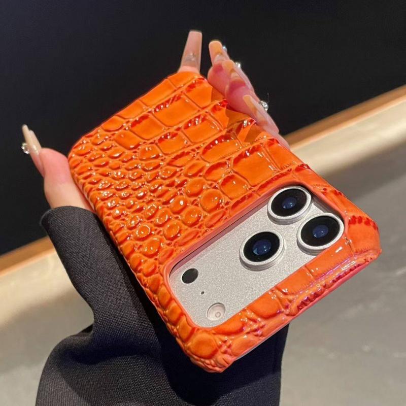Luxury Retro Bright Glossy Crocodile Leather Case For 17 Air 16 15 14 13 Plus Pro Max 11 Business Shockproof Armor Cover