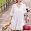 Foreign single Japanese and Korean ins spring and summer new V-neck temperament versatile shirt, fashionable loose breathable top
