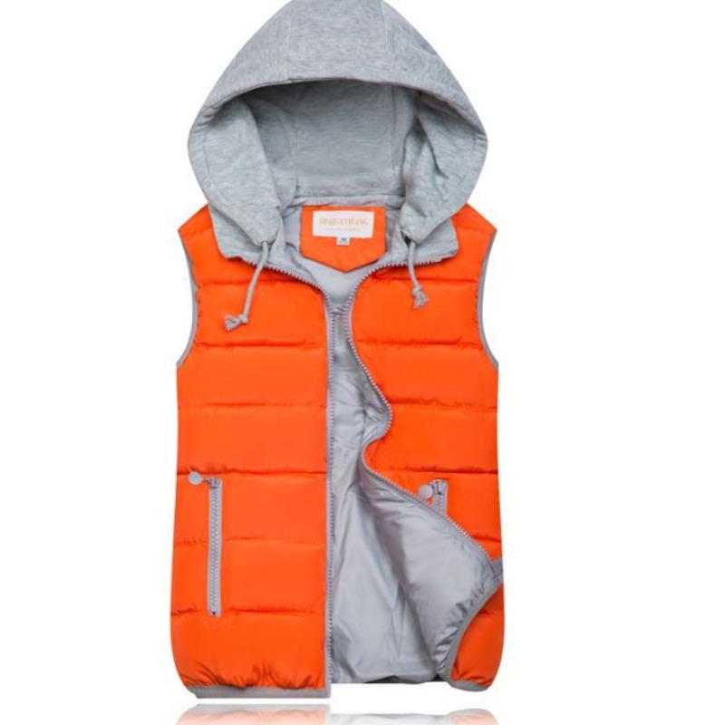 New Korean Version Color Down Cotton Vest, Large Size For Women Hooded Pure Cotton