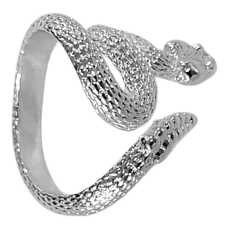 Snake Ring with Tail Copper Rattlesnake Shaped Finger Ring Jewelry Handmade Adjustable Serpent Ring Gift for Men Women