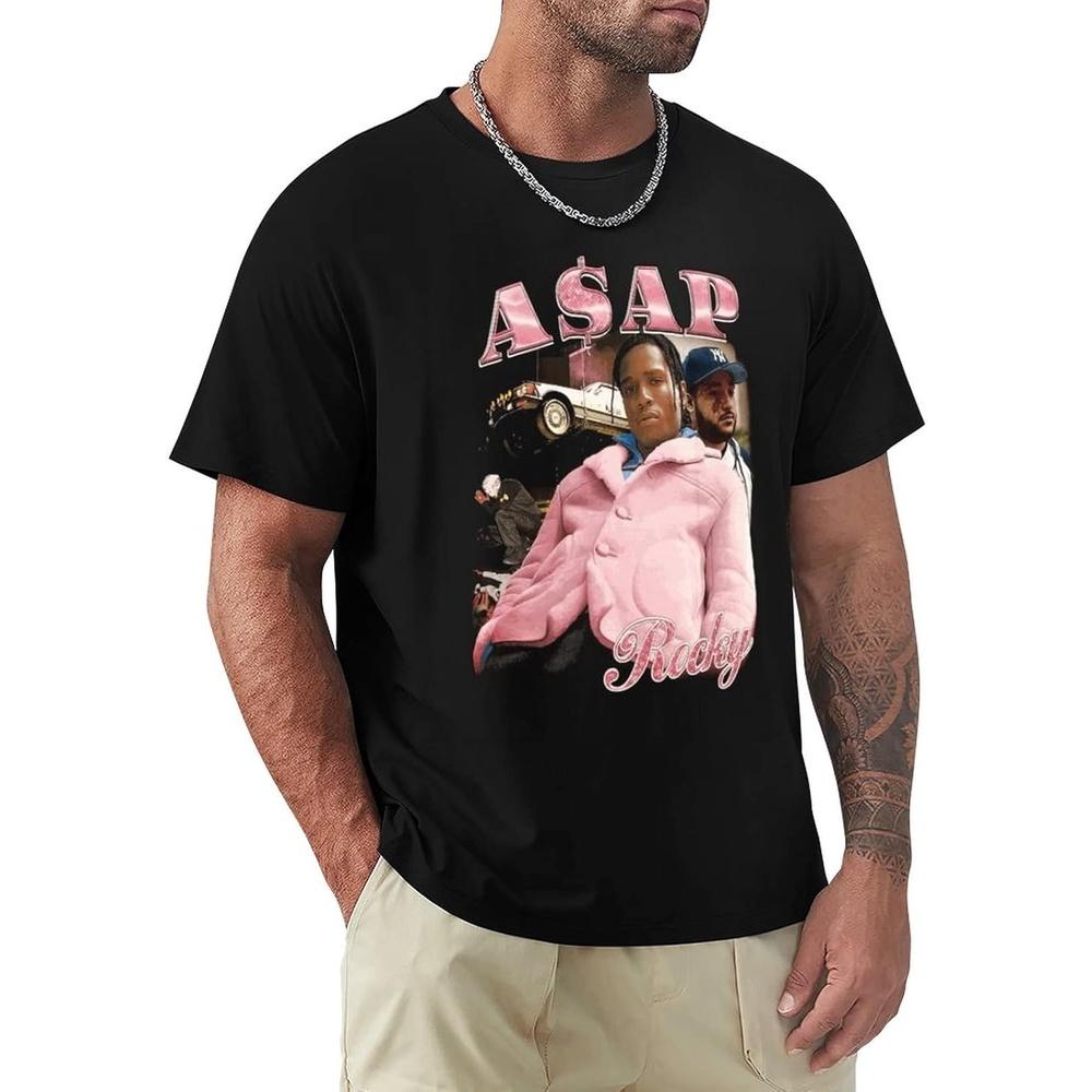ASAP Rocky Cotton Men T Shirt Men s Short Sleeve Shirt Hip Hop Vintage Loose Tshirt 3XL
