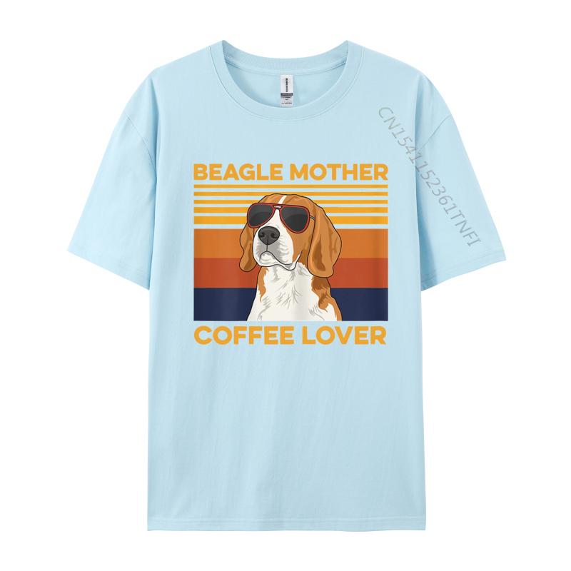 Mens TShirt Beagle Mother Coffee Lover Tee Shirt Arts Retro Cotton Clothes Graphic T Shirts 100 Cotton