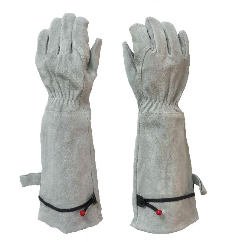 1 Pair Protective Cowhide Long Tube Gardening Gloves