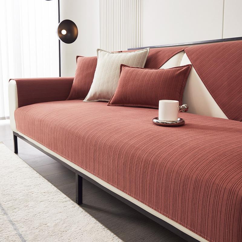 

Чехол для дивана из шенилла, однотонный, полосатый, текстурированный, секционный, противоскользящий, всесезонный, универсальная подушка для дивана 70x70cm 1pcs