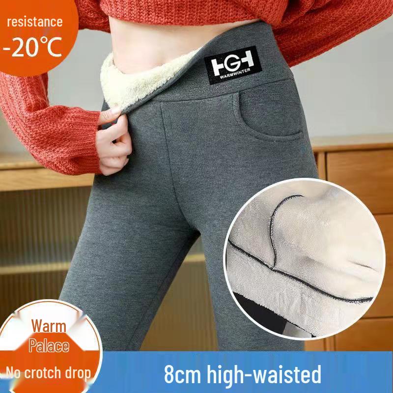 

Жіночі легінси з флісовою підкладкою з овечої вовни - Осінньо-зимові приталені штани-олівець 2025 M чорний