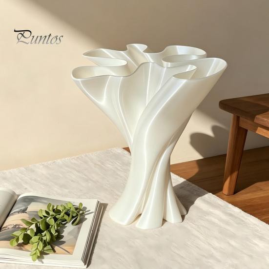 Artystyczne Wazy na Parapet Skręcony Wazon Kwiatowy, Drukowany 3D Nieregularny Wystrój Stołu, Eleganckie Dekoracje Środkowe Stoły Jadalne Nowoczesny Dekoracyjny Wazon