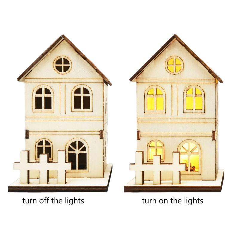 Festival Led Light Village House Wooden House Christmas Tree Decorations For Home Decoration Wooden House Gift Window Decoration