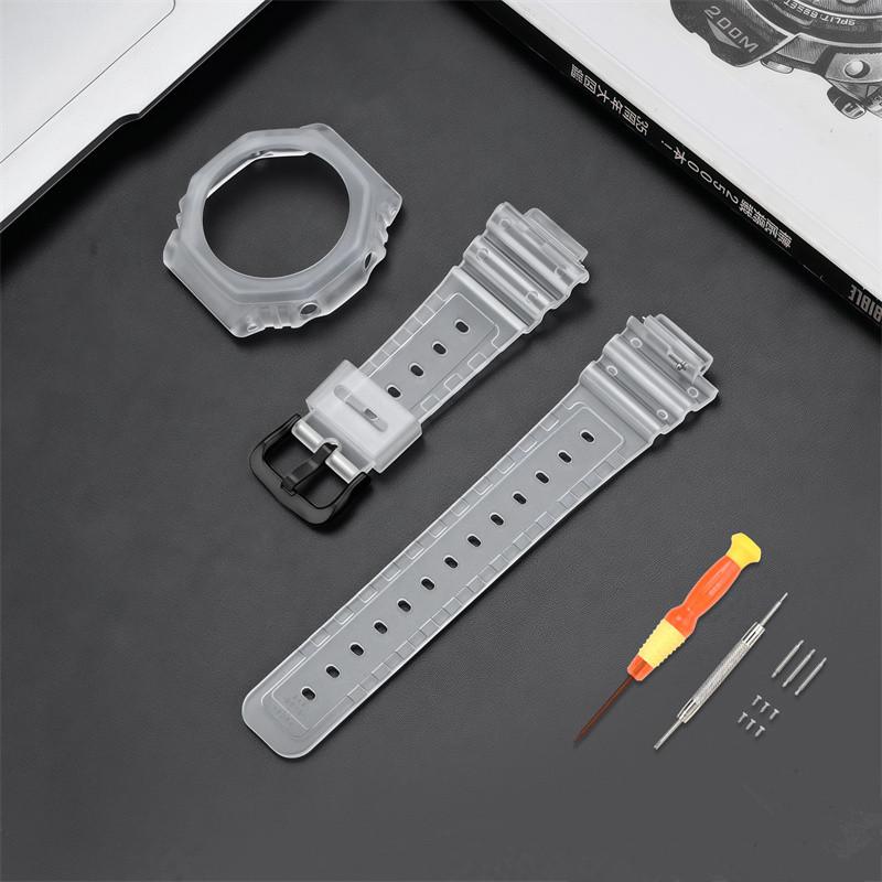 

Для Casio G-SHOCK Octagon Farm Oak GA-2100 TPU Refit прозрачный ремешок для часов корпус силиконовый ремешок для часов ga2100 мужской браслет