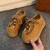 Thick-soled Heightening Boken Shoes Women's Kangaroo Shoes Autumn New Casual Lace-up Muffin Shoes Retro Women