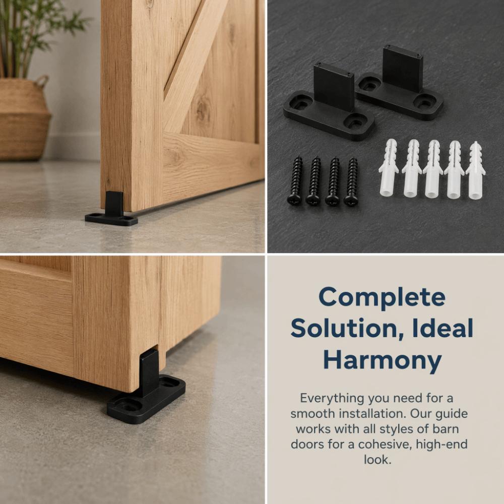 2pcs POM Sliding Door Bottom Guide Black Floor Mounted Guide Barn Door Floor Guide  Barn Doors