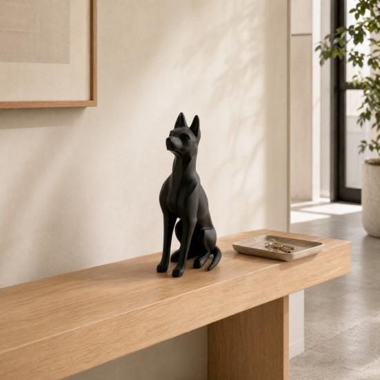 Yousheng 3D Printed Sitting Dog Figurine, Modern Minimalist Dog Statue, Animal Sculpture Decoration for Home Office Desk, Gift for