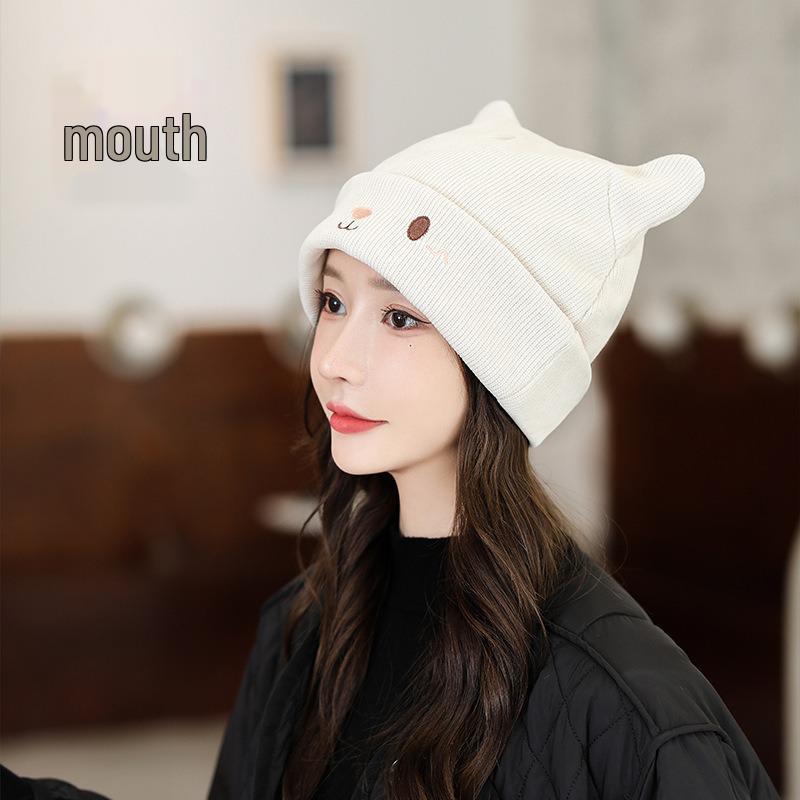 Atmungsaktive Damenstrickmütze aus Wolle für Herbst & Winter: Große Größe, Kleines Gesicht-Effekt, Wochenbett- und Schwangerschaftshut.