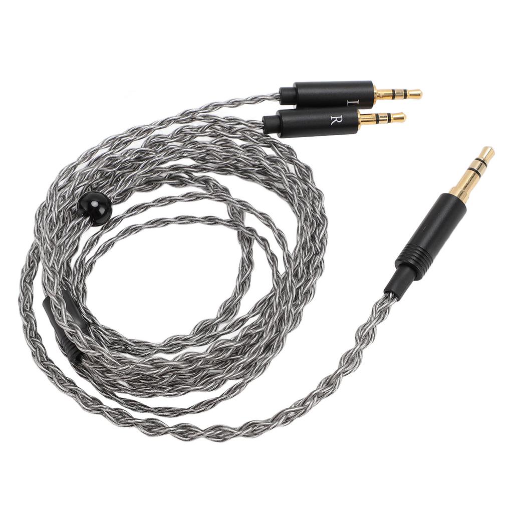 Headphone Upgrade Cable 3.5mm to Dual 2.5mm Silver Plated Copper Core Replacement Headset Wire for