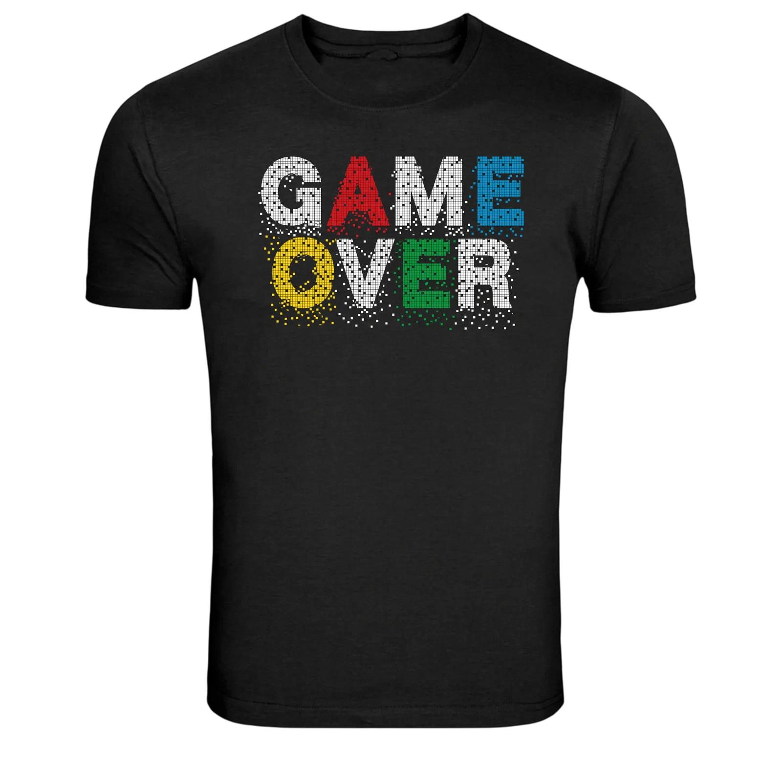 Game Over Color Pixel Style Typography Graphic T-Shirt S