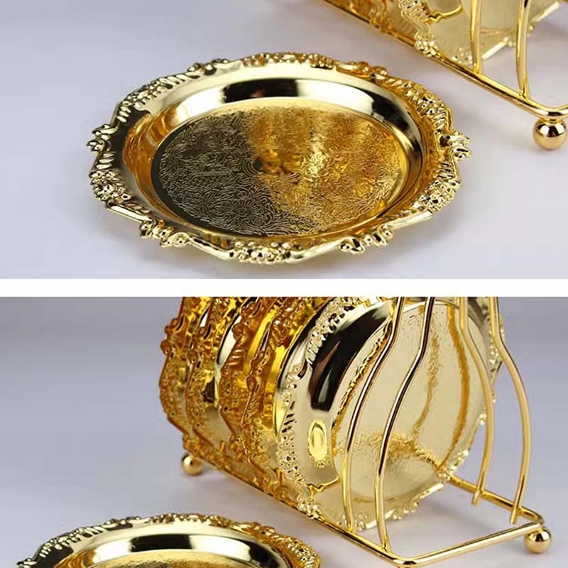 WTEMPO 6PCS Coasters with Rack Retro High-end Home Decorative Ornaments Cup Coffee Placemats Heat Insulation Pads