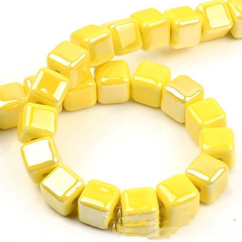 Цветные 3D квадратные керамические бусины для изготовления украшений своими руками 6mm жёлтый