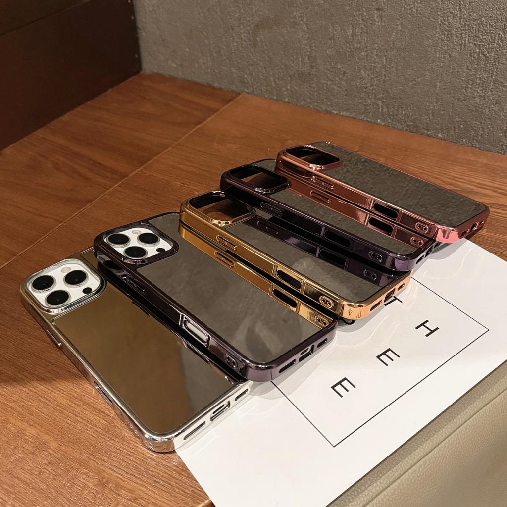 Makeup Mirror for Apple 16pm Phone Case Plating for IPhone17air Large Hole Protective Case 2-in-1