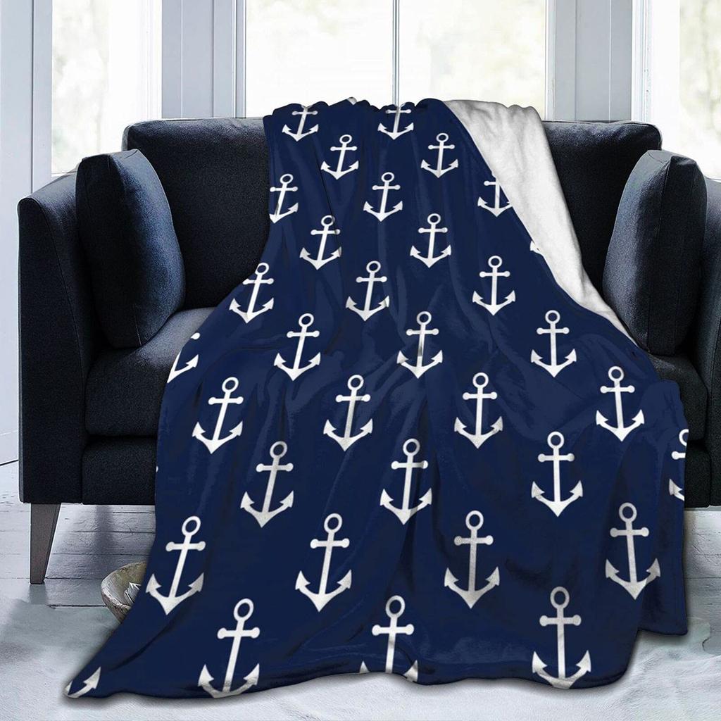 Nautical Anchor Blanket Gift for Boaters Sailors Birthday Christmas Sea Ocean Theme Throw Blanket for Couch Bed Sofa Chair Dorm