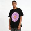 Pastel Purple Gerbera Print Casual Tee Daily Versatile Top Pure cotton T-shirt