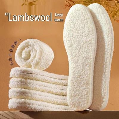 Unisex Extra Thick Fleece-Lined Leather and Fur Insoles for Winter Snow Boots
