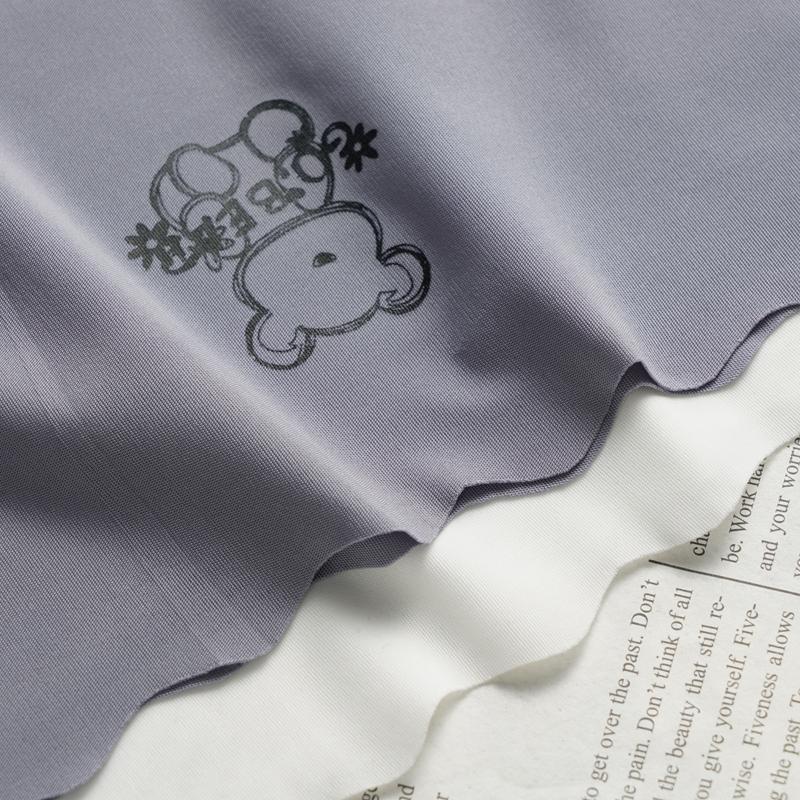 Damen-Slip aus Eisseide mit mittlerer Taille, gewellte Taille, bequeme Mädchenunterwäsche, süßer Cartoon-Druck, atmungsaktiver Schritt-Slip