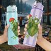 1PC Green Heart Plant Art 750ml Color Plastic Sports Water Bottle Leakproof Flip Straw Lid Suitable for Sports Office Home Use