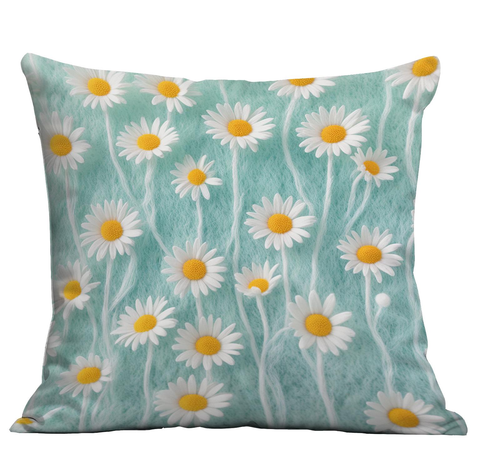 

New 3D Imitation Plush Daisy Pillowcase Home Sofa Cushion Pillowcase 45 * 45Cm
