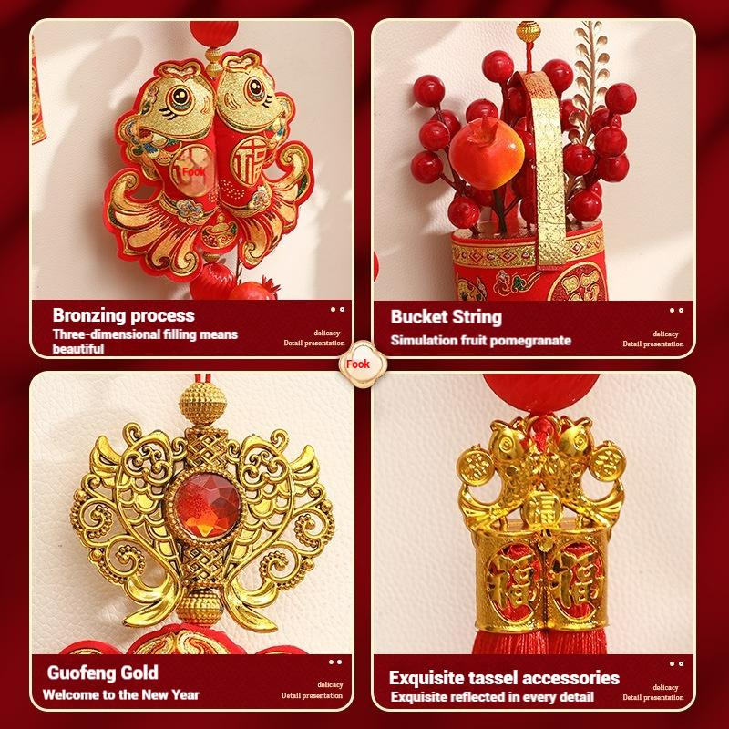 Chinese New Year Decorations 2026 Spring Festival Pendants Wall Hanging Ornament Traditional Chinese Festival Lanterns Decor