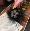 Elegant Rhinestone Feather Flower Hair Clip - Retro Versatile Shark Clip for Women
