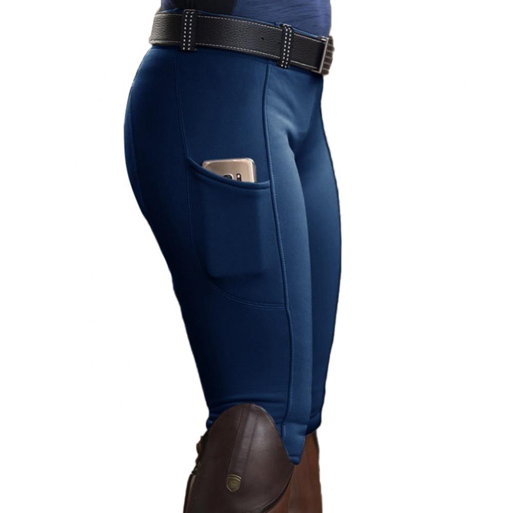 Full Seat Equestrian Breeches Anti-pilling Navy Horse Riding Tights Pocket Hip Lift Equestrian Pants Horse Racing Trousers