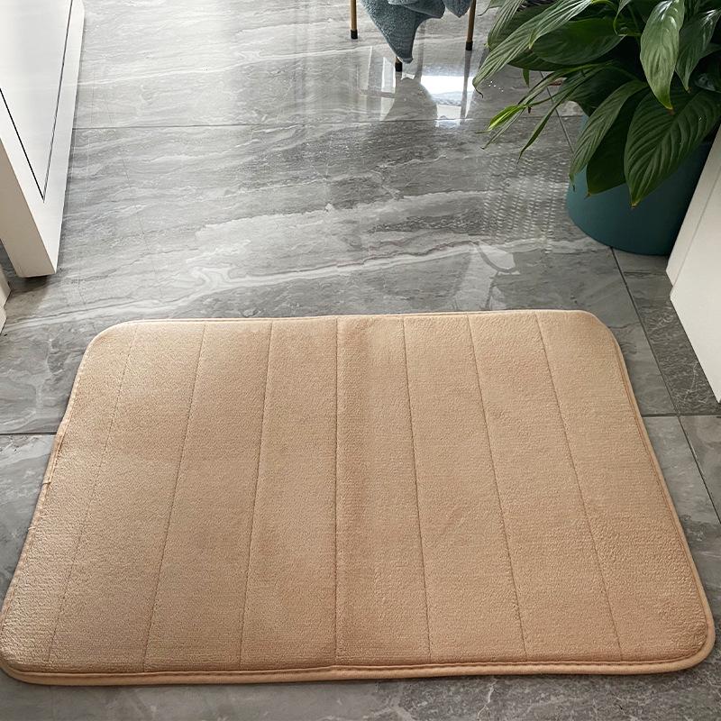 Quilted Coral Fleece Floor Mats: Perfect for Bedroom, Entrance, Bathroom, and Toilet; Absorbent, Embroidered Design.