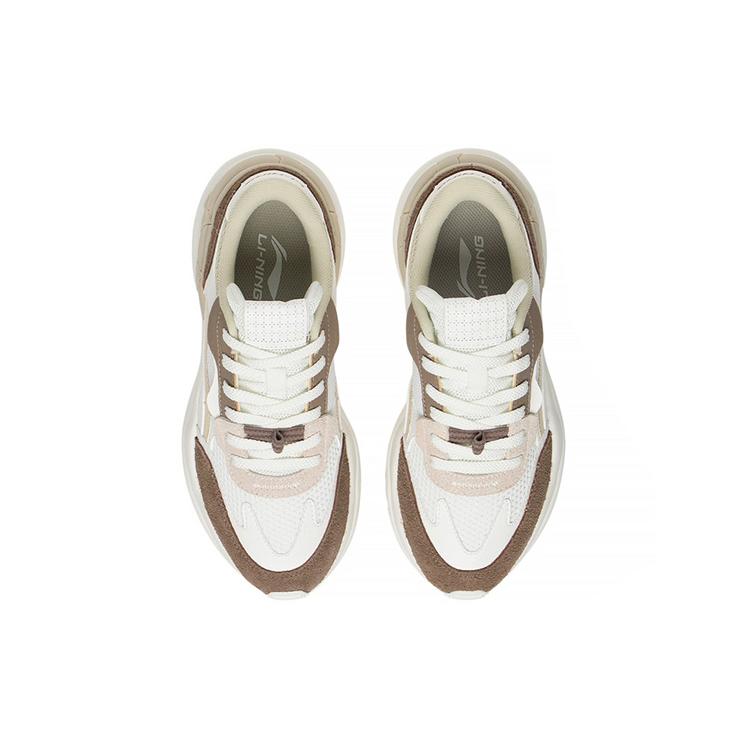 New LINING Origin Casual Shoes Women's Low Top Ecru/Reindeer Brown AGLS158-1