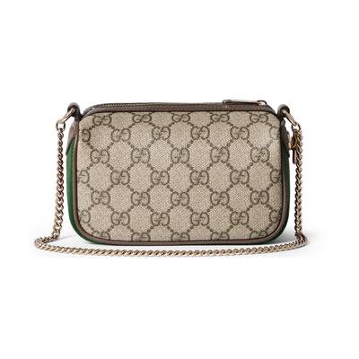 Ophidia GG Supreme Beige Canvas Chain Crossbody Bag,Brown Leather Trim, Women's Shoulder Bag for Daily Travel 838475-FAE0S-9746