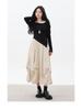 Pleated Corduroy A-Line Skirt