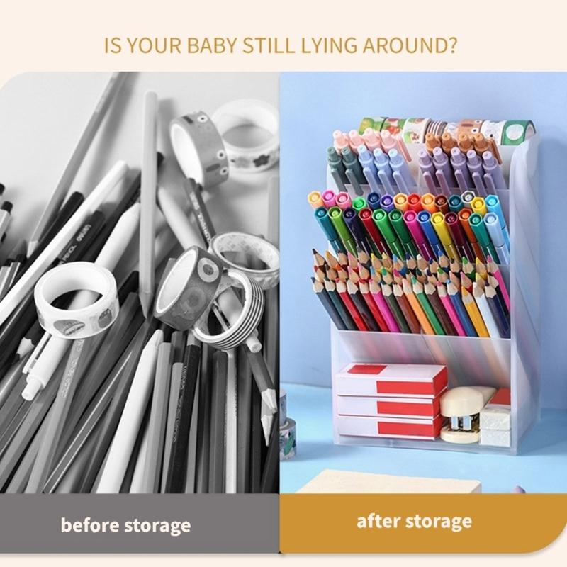 Pen Holders Container Desktop Ornament Pencil Storage Shelf Desk Pen Pencil Brush Holders Office Home Desk Organizers