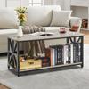 40" Farmhouse Coffee Table Rectangle Table with Open Storage Compartment