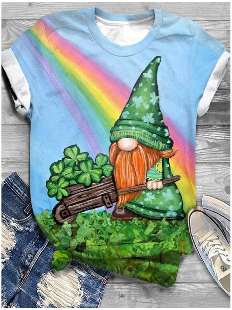 

Женская ул.. Футболка ко Дню Святого Патрика Повседневная Зеленая Футболка с коротким рукавом с 3D-принтом и круглым вырезом с коротким рукавом Уличная одежда Y2k 6XL