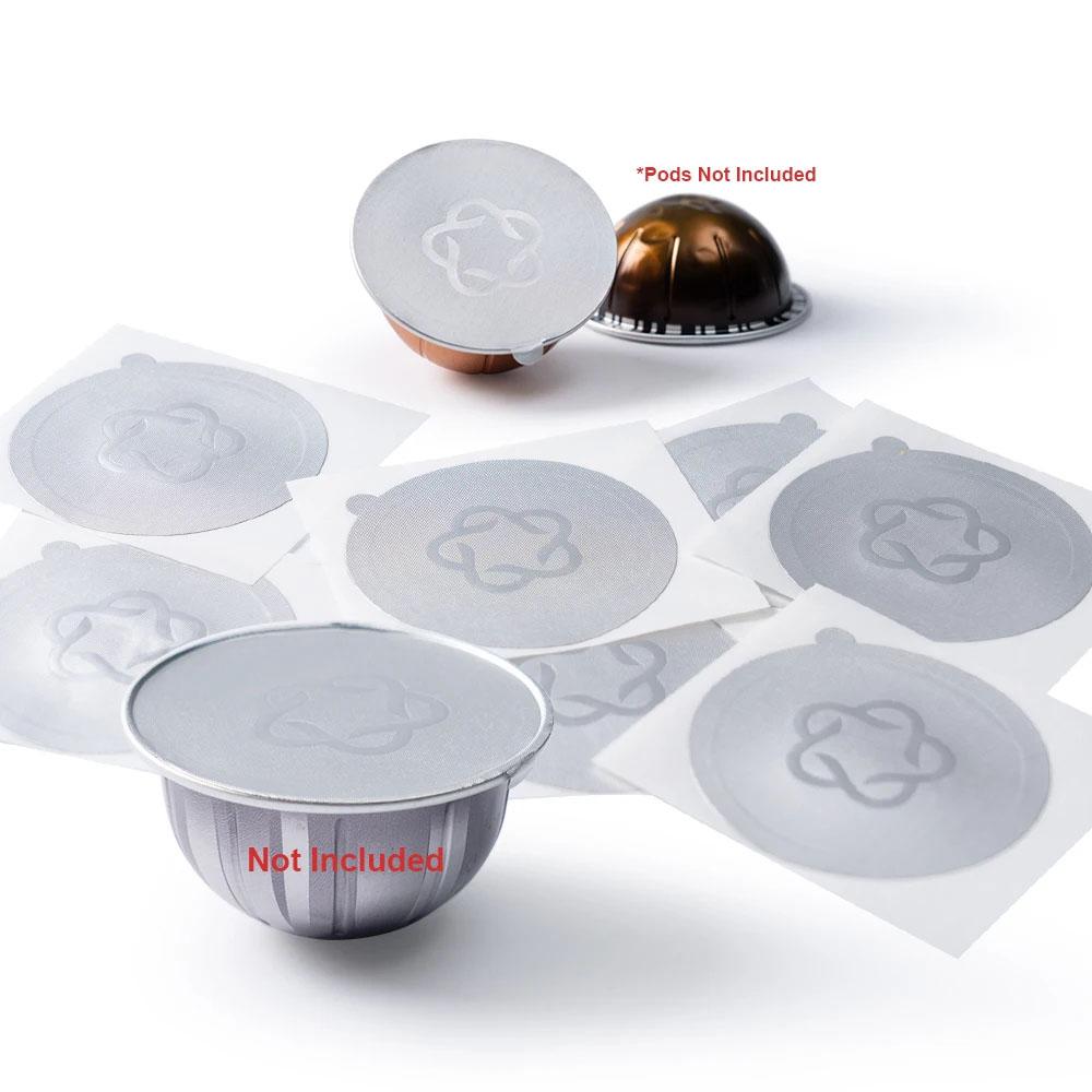 

Refillable Capsules Pods Lids Aluminum foils Stickers For Nespresso Vertuo Next Automatic Coffee Cafe Machine Maker 50 pcs foil светло-серый