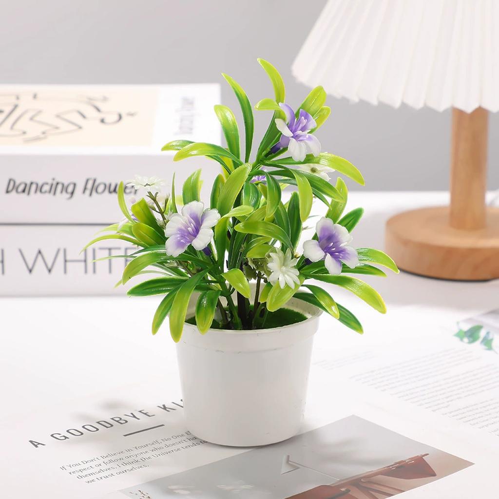 Artificial Potted Plant Decorative Tabletop Fake Flower Arrangement Indoor Home Office Desk Greenery Landscape Faux Botanical Ornament