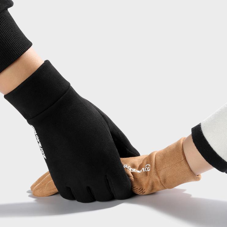 Thermo-Handschuhe aus Wildleder für Herren Winter Outdoor Radfahren Partnerhandschuhe mit Wildleder-Touchscreen Anti-Rutsch Klappfinger Freiliegende Finger Handschuhe