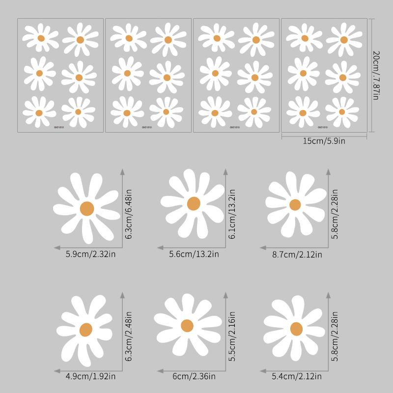 4sheet Boho Daisy Flower Wall Stickers Girl Bedroom Cute White Daisy PVC Wall Decals For Kids Room Baby Nursery Home Wall Decor